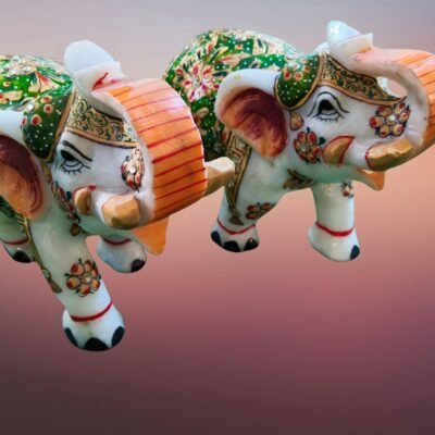 Decorative Marble Elephant with Beautiful Design