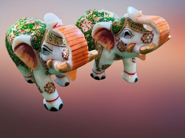 Decorative Marble Elephant with Beautiful Design