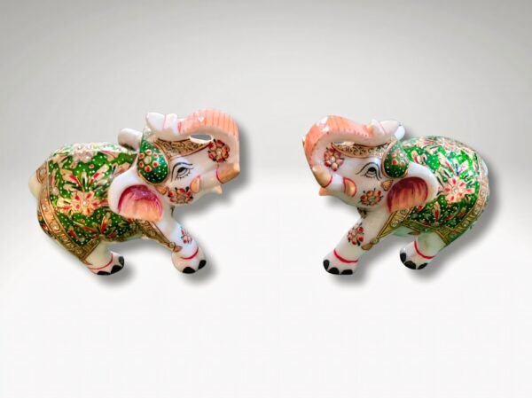 Decorative Marble Elephant with Beautiful Design - Image 2