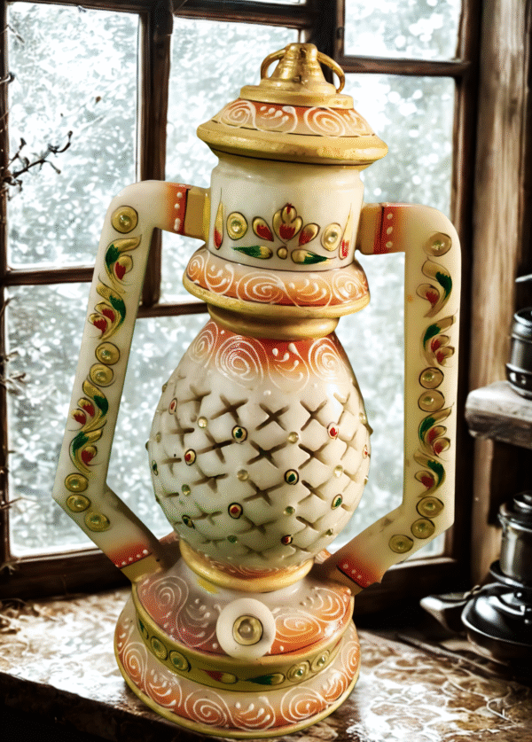 Decorative Painted Marble Lantern - Image 4