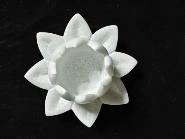 Decorative White Marble Lotus Candle Holder, Deocorative Candle Pot, Marble Candle Holder Marble Lotus Pot - Image 3