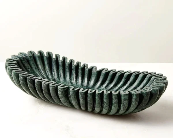 Oval Shaped Green Marble Bowl - Image 2