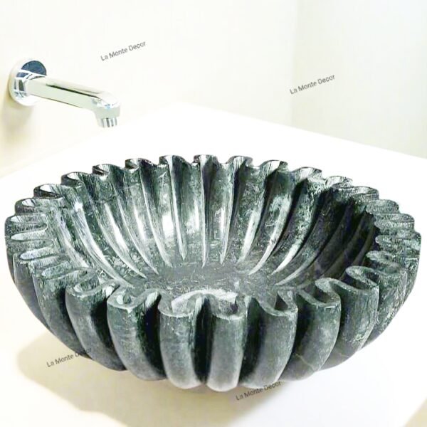 Green Marble Ruffled Wash Basin - Image 2