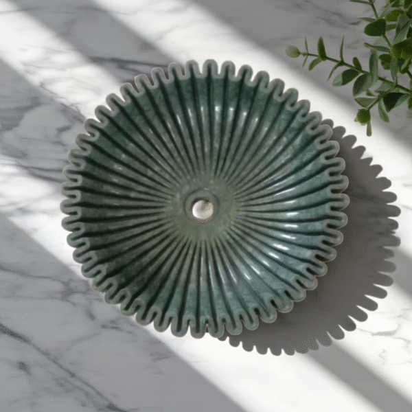 Green Marble Ruffled Wash Basin - Image 3