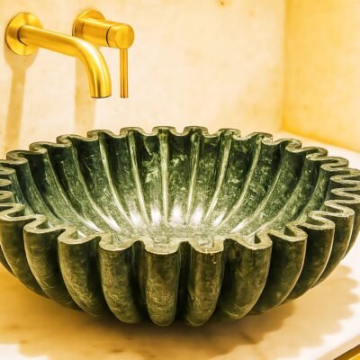 Green Marble Ruffled Wash Basin
