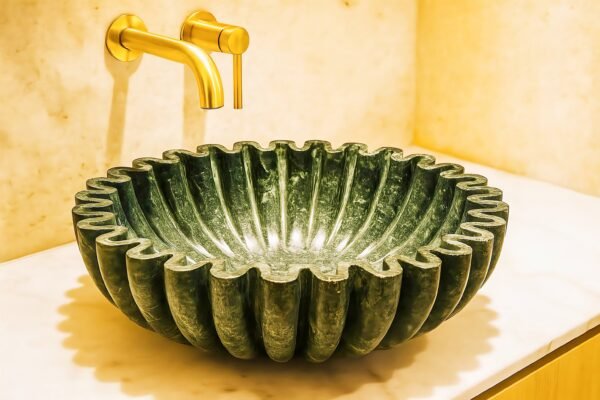 Green Marble Ruffled Wash Basin