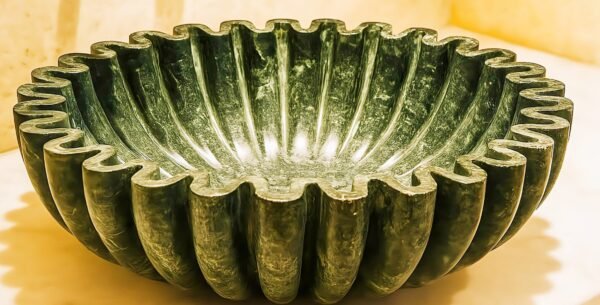 Green Marble Ruffled Wash Basin - Image 4