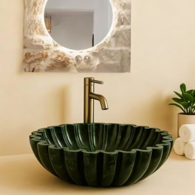 Green Marble Ruffled Wash Basin