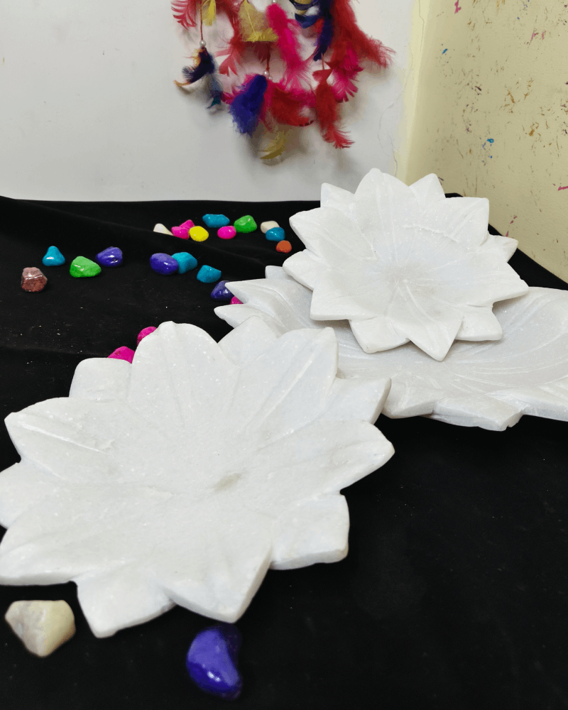 La Monte Decor | Marble Lotus Plate | Flower Plate