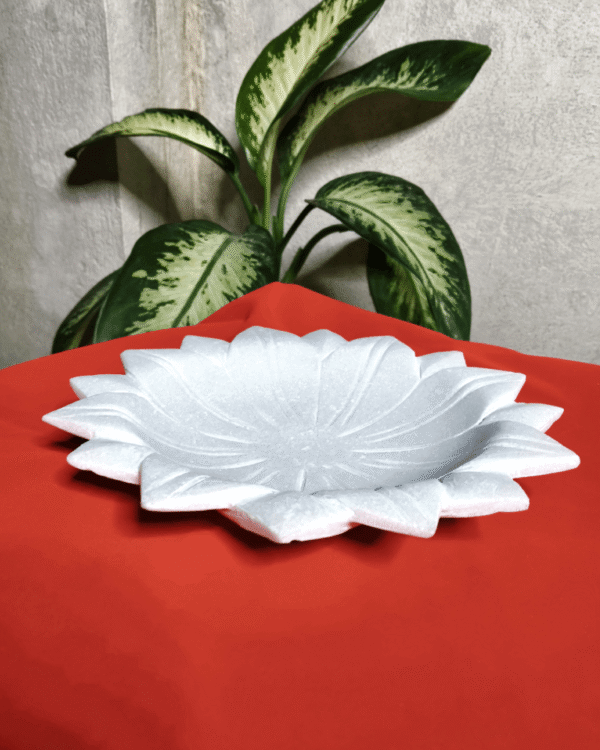 La Monte Decor | Marble Lotus Plate | Flower Plate - Image 2