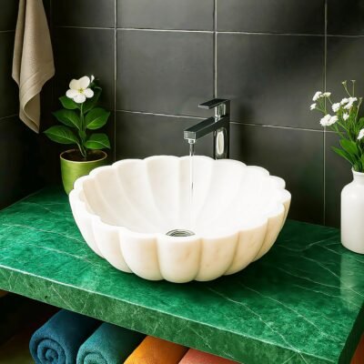 Marble Flower Scallop Marble Wash Basin