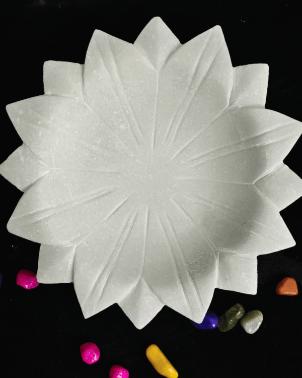 La Monte Decor | Marble Lotus Plate | Flower Plate - Image 3