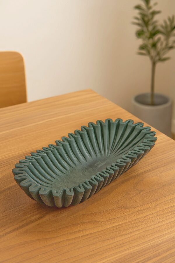 Oval Shaped Green Marble Bowl - Image 2