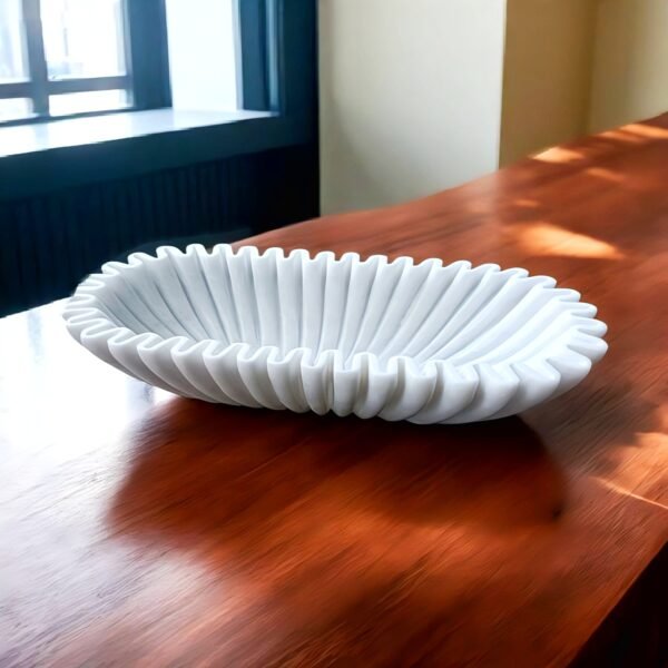 Oval Shaped White Marble Bowl - Image 2