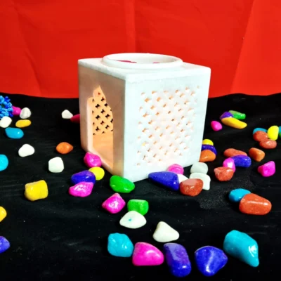 Temple Marble Oil Burner (White) | Candle Aroma Diffuser I Tea Light Holder