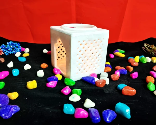 Temple Marble Oil Burner (White) | Candle Aroma Diffuser I Tea Light Holder