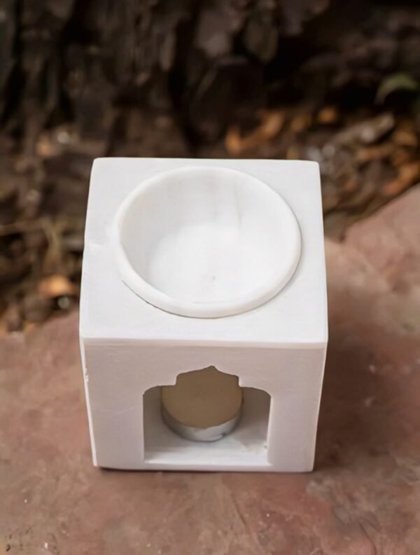 Temple Marble Oil Burner (White) | Candle Aroma Diffuser I Tea Light Holder - Image 5