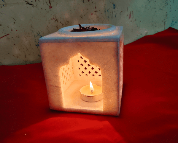 Temple Marble Oil Burner (White) | Candle Aroma Diffuser I Tea Light Holder - Image 2