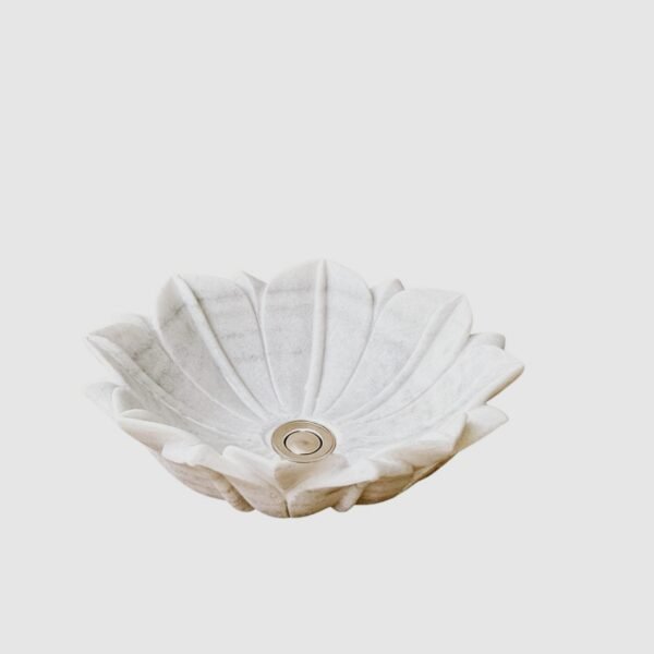 White Flower Marble Wash Basin - Image 3