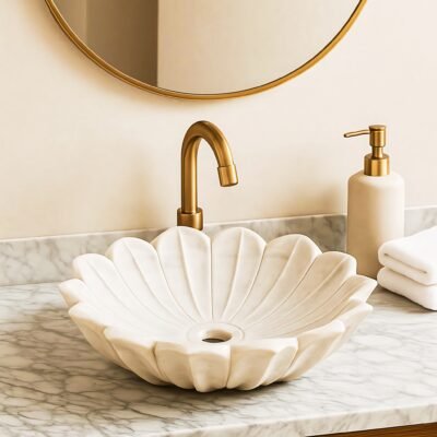 White Lotus Marble Wash Basin
