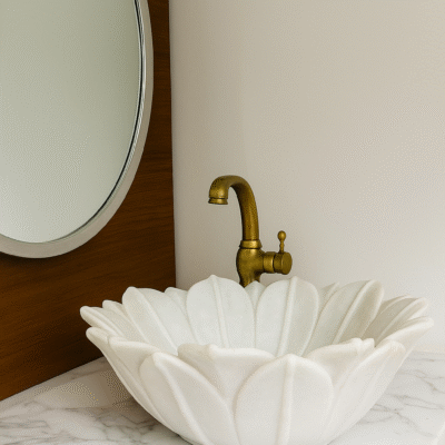White Lotus Marble Wash Basin