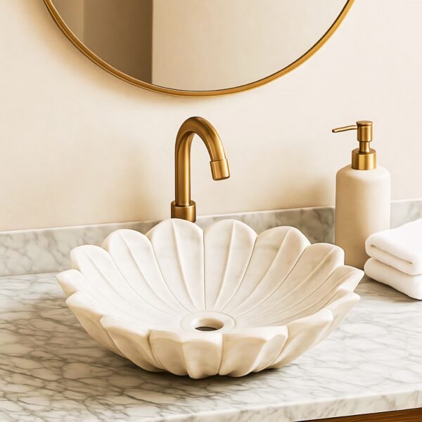 White Lotus Marble Wash Basin