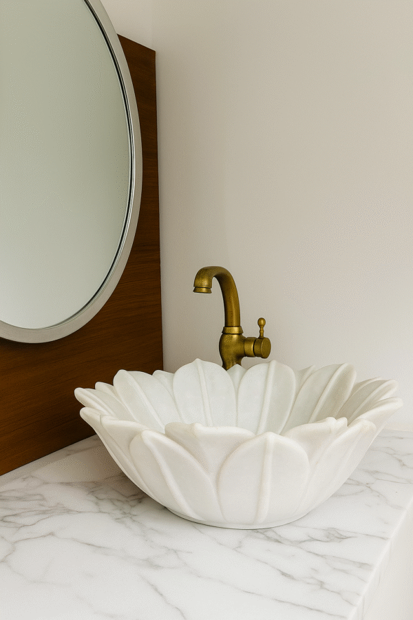 White Lotus Marble Wash Basin