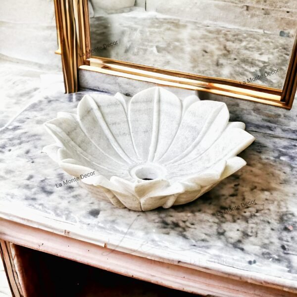 White Lotus Marble Wash Basin - Image 4