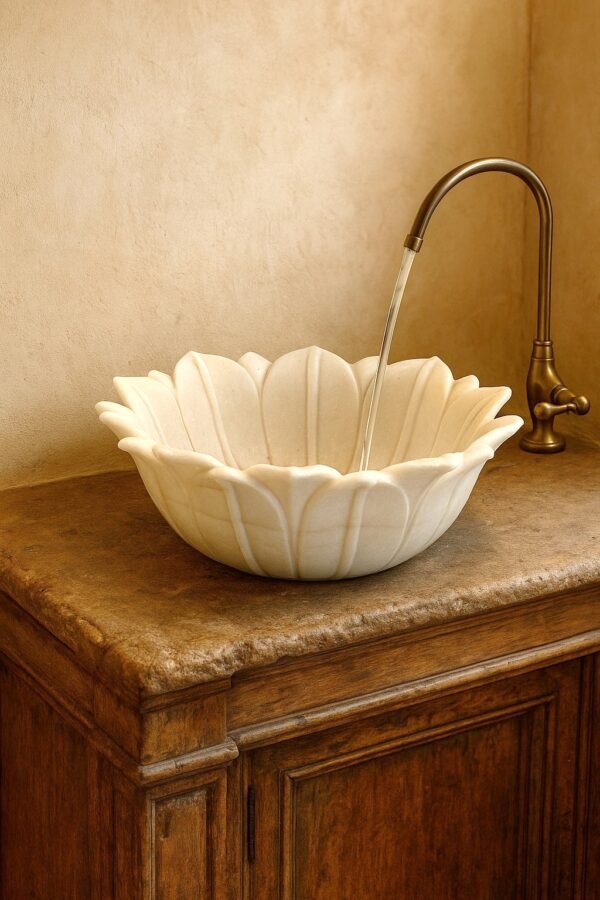 White Lotus Marble Wash Basin - Image 4