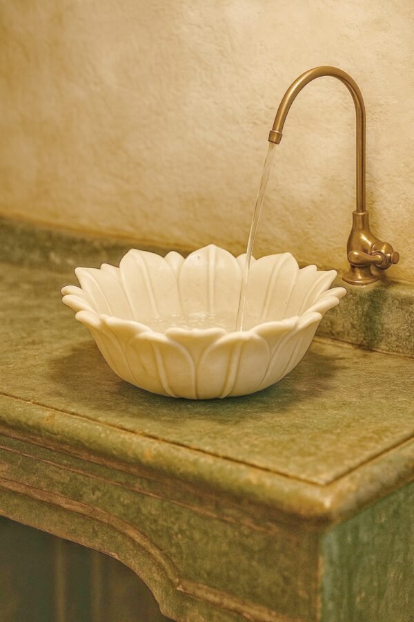 White Lotus Marble Wash Basin - Image 2