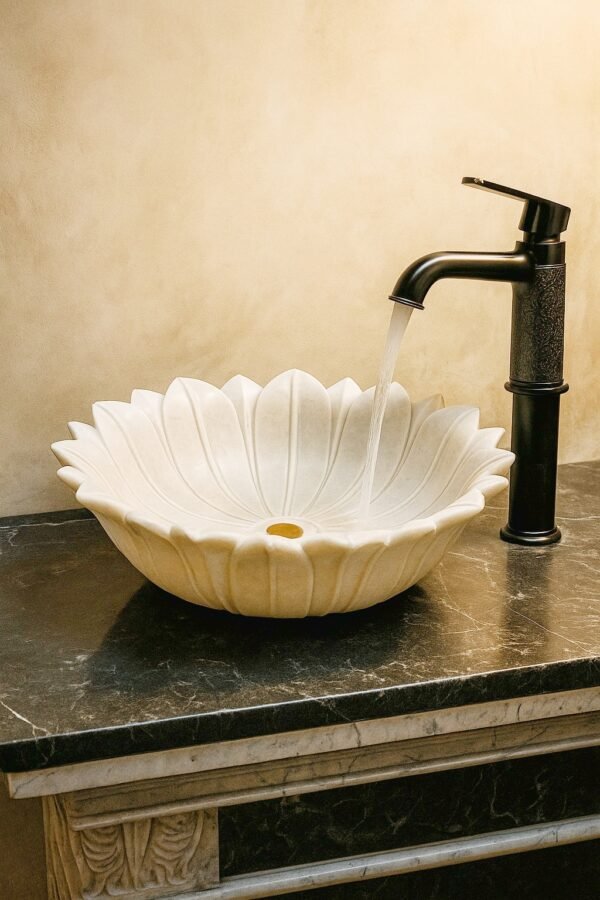 White Lotus Marble Wash Basin - Image 3