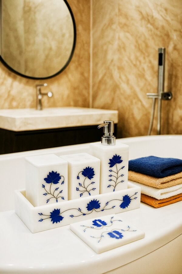 White Marble Design Bathroom Set - Image 2
