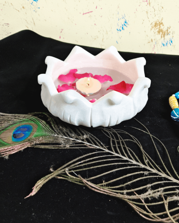 White Marble Lotus Bowl | Flower Bowl - Image 6
