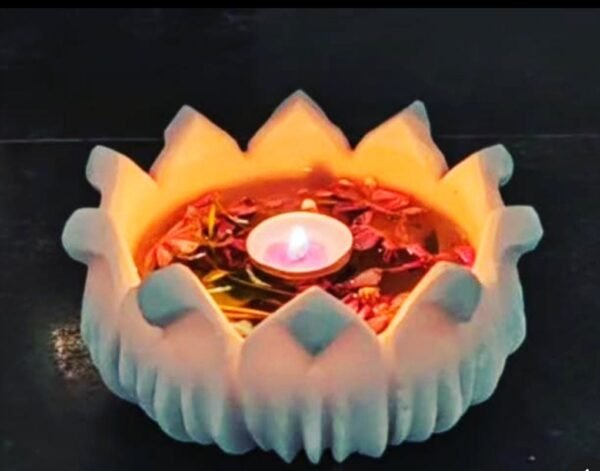 White Marble Lotus Bowl | Flower Bowl - Image 2