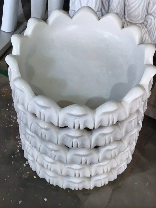 White Marble Lotus Bowl | Flower Bowl - Image 4