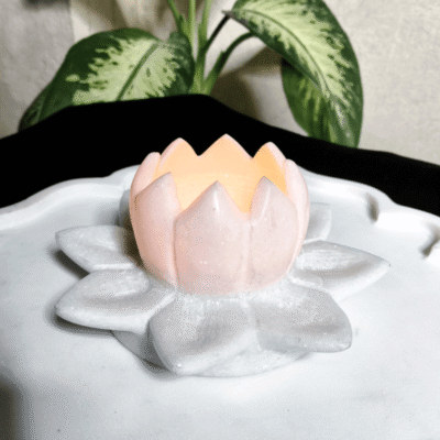 Decorative White Marble Lotus Candle Holder, Deocorative Candle Pot, Marble Candle Holder Marble Lotus Pot