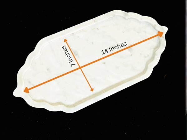 White Marble Serving Tray for Kitchen, Pooja Thali, Dinning Table and Decoration and Gift - Image 3