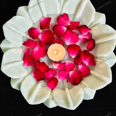 La Monte Decor Handmade Marble Lotus Round Shaped Bowl
