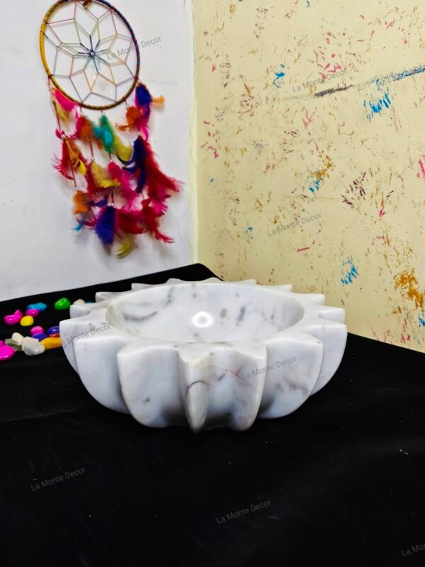 White Marble Decorative Sun Bowl - Image 4