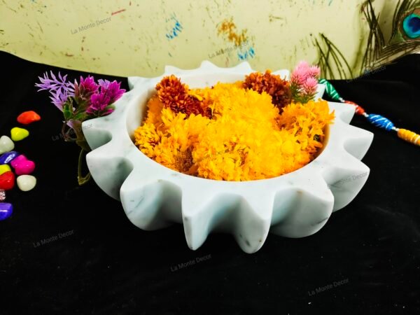 White Marble Decorative Sun Bowl - Image 3