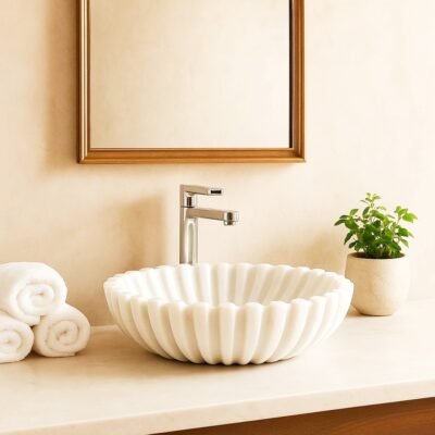 White Ruffle Wash Basin