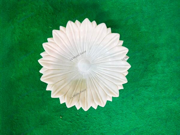 La Monte Decor Handmade Marble Lotus Round Shaped Bowl - Image 2