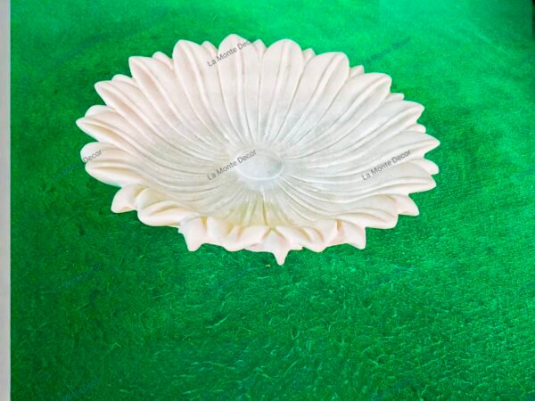 La Monte Decor Handmade Marble Lotus Round Shaped Bowl - Image 3