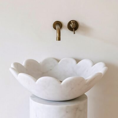 Blossom Carved Marble Wash Basin