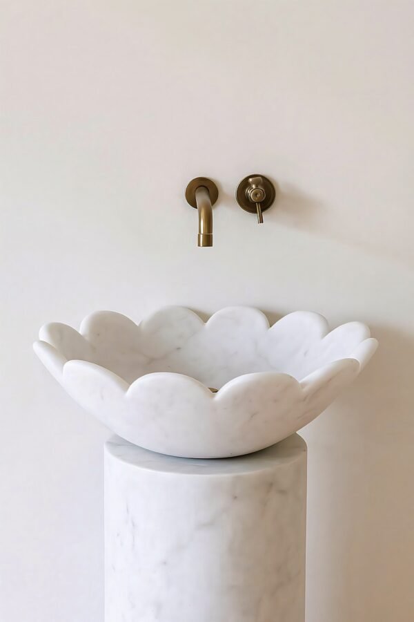 Blossom Carved Marble Wash Basin