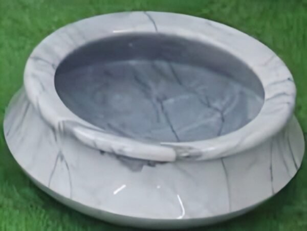 Handcrafted White Marble Cauldron Basin | Handi Basin - Image 3