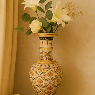 Handicraft Kingdom Antique Embossed Marble Flower Pot