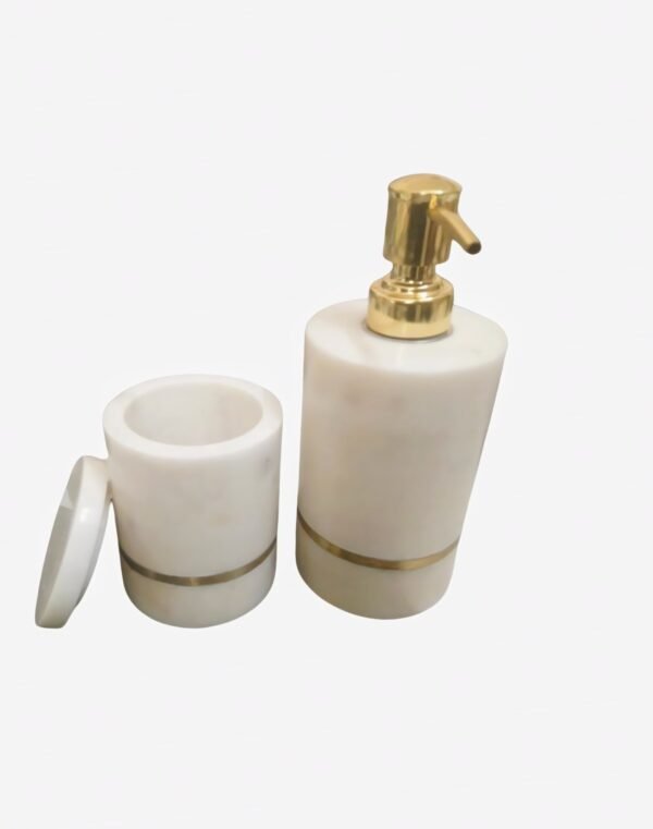 La Monte Marble with Brass Inlay Bathroom Set - Image 4