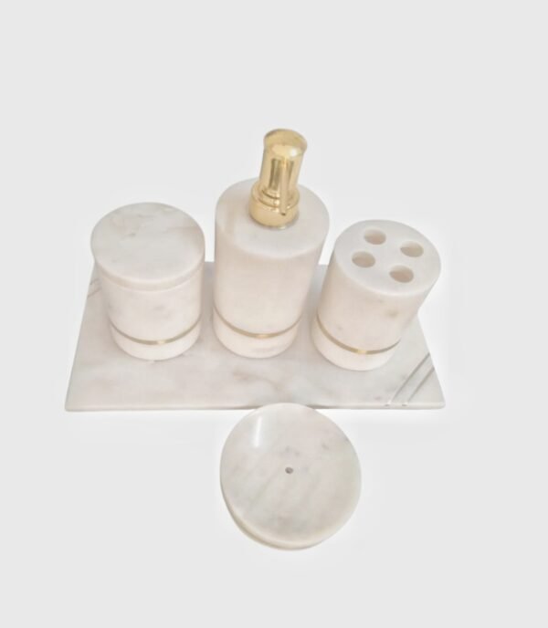 La Monte Marble with Brass Inlay Bathroom Set - Image 5