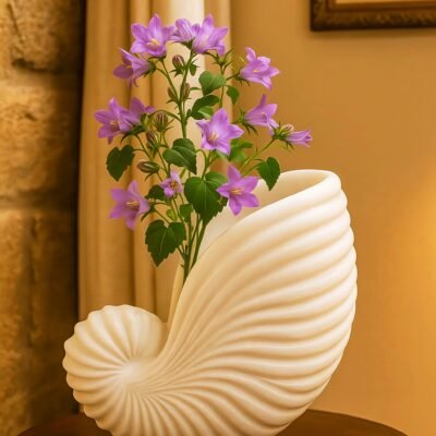 Marble Shell Conch Design Flower Pot